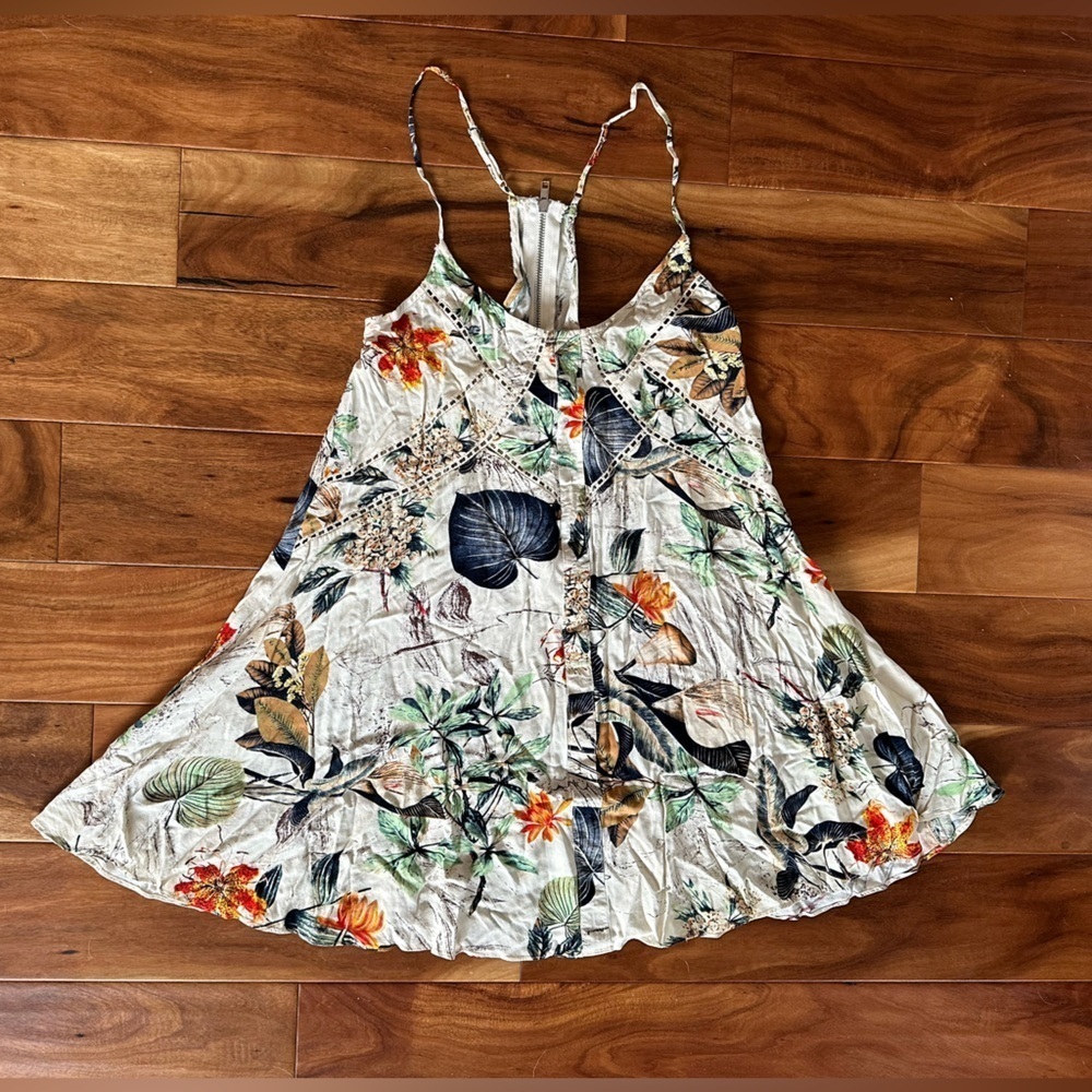Vintage Havana Floral Print Zip Back Mini Dress size Small